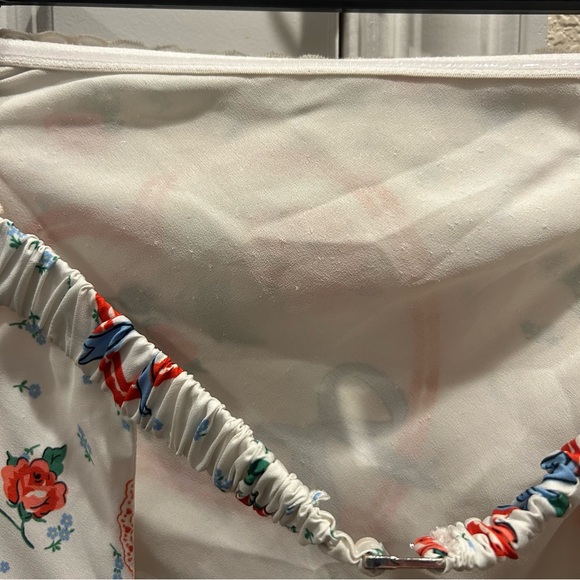 For Love & Lemons Daisy Mae Heart Cherry Print Strapless Ruffle Midi Dress - Picture 10 of 12